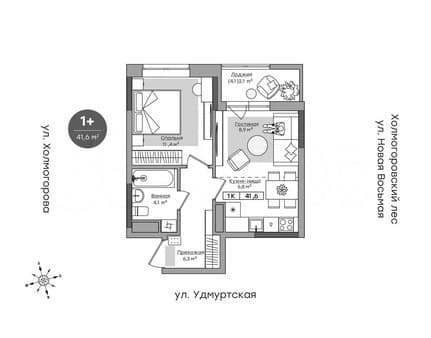 Объявление о продаже однокомнатной квартиры, 39.6 м², этаж 6 из 12. Фото 1