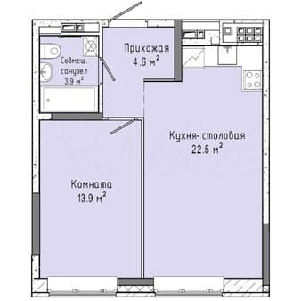 Продать однокомнатную квартиру, 44.9 м², этаж 16 из 17. Фото 1