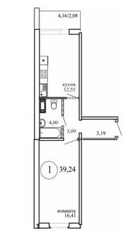 Продажа однокомнатной квартиры, 39.2 м², этаж 7 из 10. Фото 2