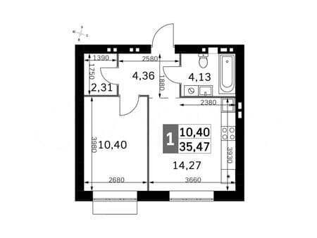 Продать однокомнатную квартиру, 35.5 м², этаж 4 из 4. Фото 1