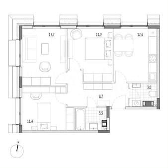 Продаем трехкомнатные апартаменты, 64.8 м², этаж 5 из 7. Фото 1
