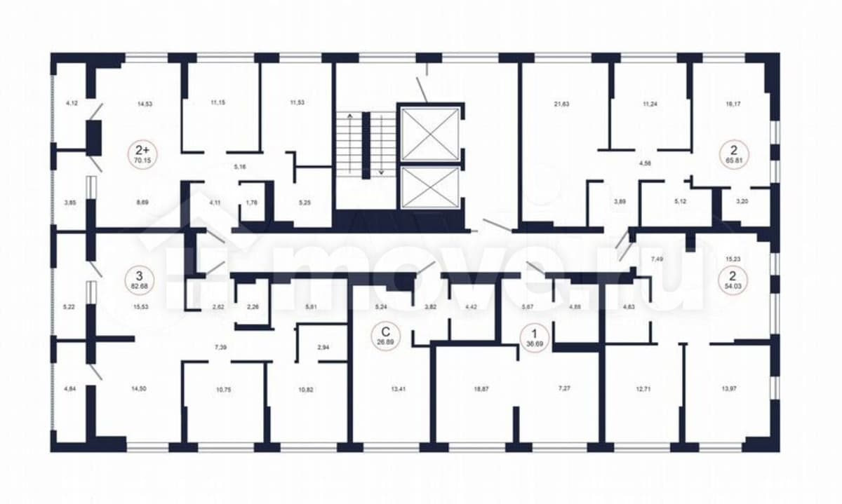 3-комн. квартира, 82.7 м²