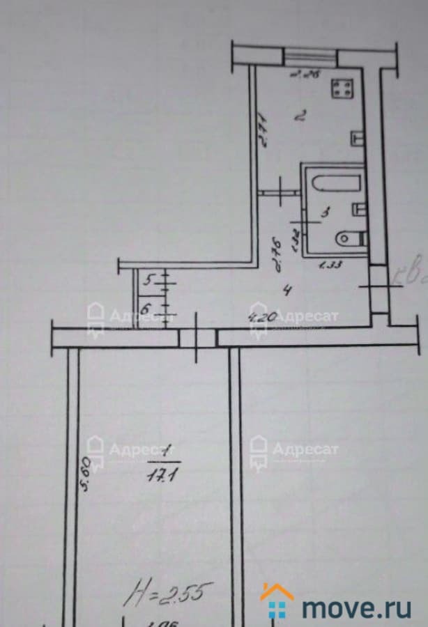 1-комн. квартира, 32.4 м²