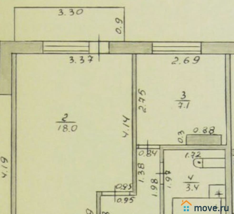 1-комн. квартира, 33.9 м²